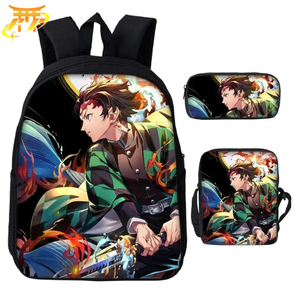 Tanjiro Fire & Water Backpack + Pencil Case + Bag - Demon Slayer™